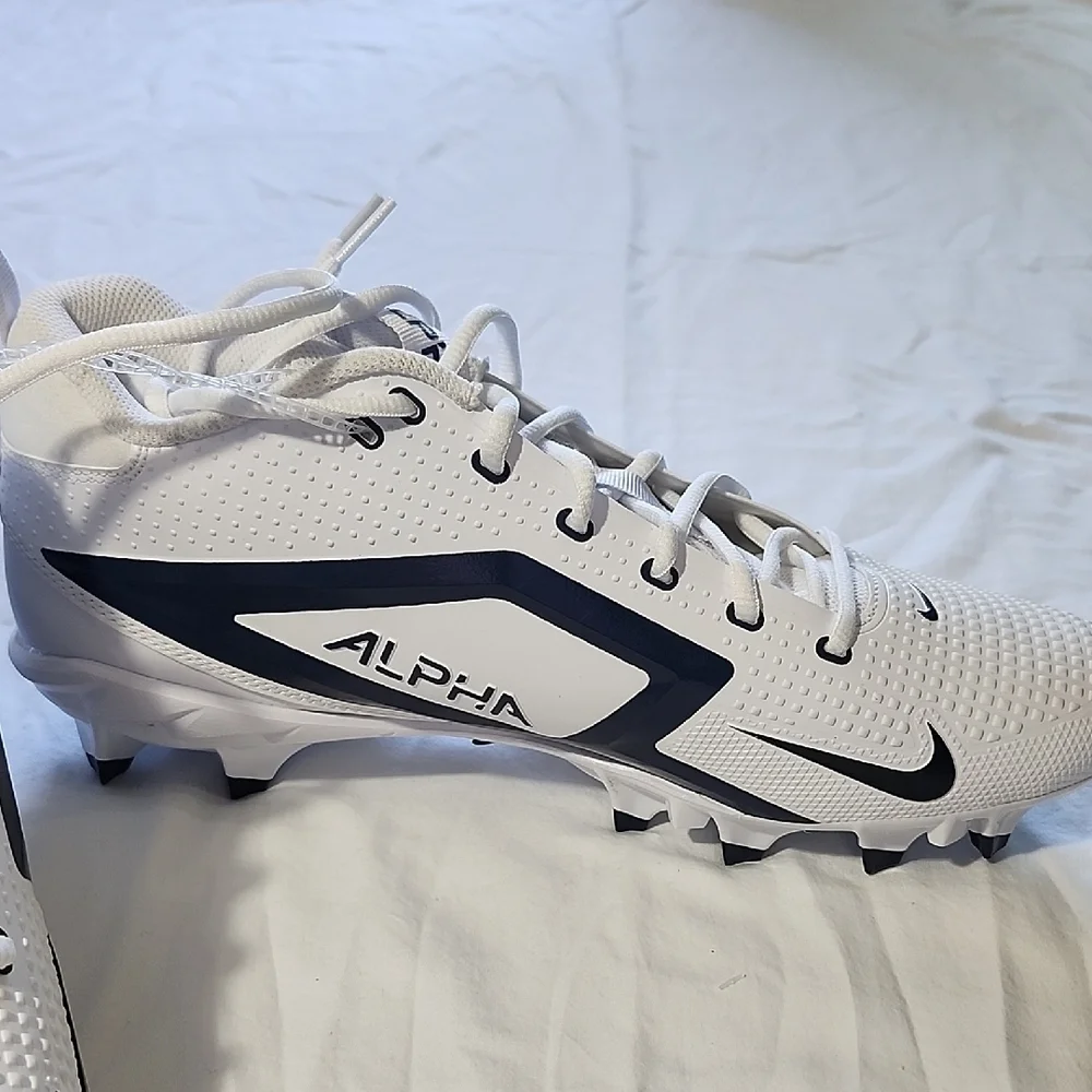 Nike Alpha Menace 4, White and Midnight Blue Men's Football Cleats